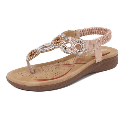 Damen Synthetik Slip-On Sandalen | Bequeme Glitzer Sommerschuhe für den Strand