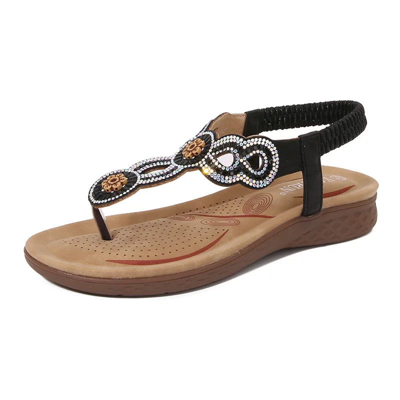 Damen Synthetik Slip-On Sandalen | Bequeme Glitzer Sommerschuhe für den Strand