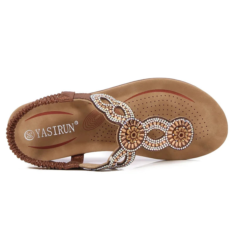 Damen Synthetik Slip-On Sandalen | Bequeme Glitzer Sommerschuhe für den Strand