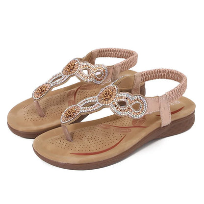 Damen Synthetik Slip-On Sandalen | Bequeme Glitzer Sommerschuhe für den Strand