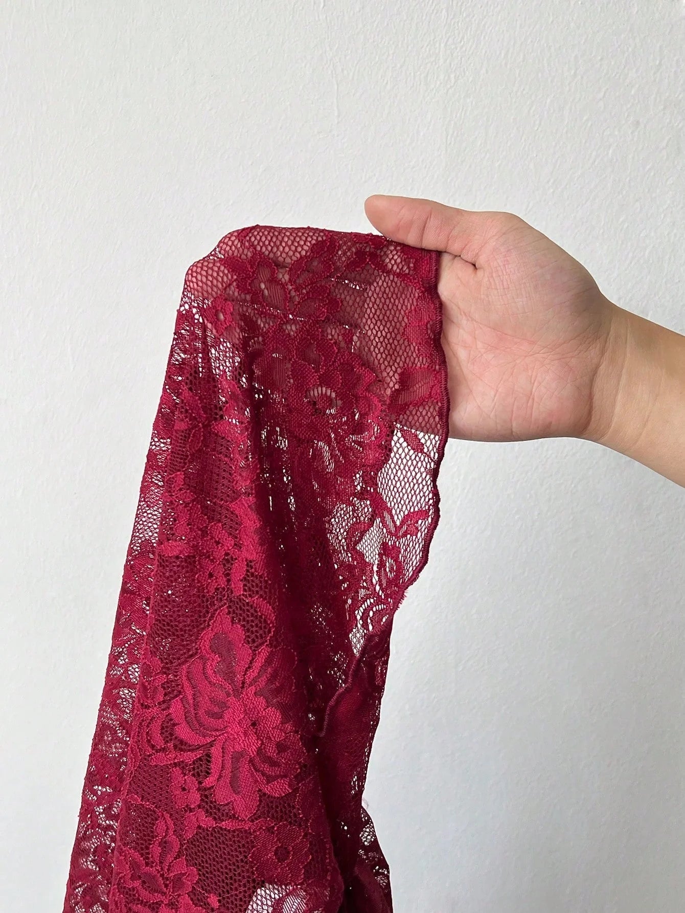 Damen Transparente Spitzenbluse | Elegantes Floral-Muster mit Ausgestellten Ärmeln 6