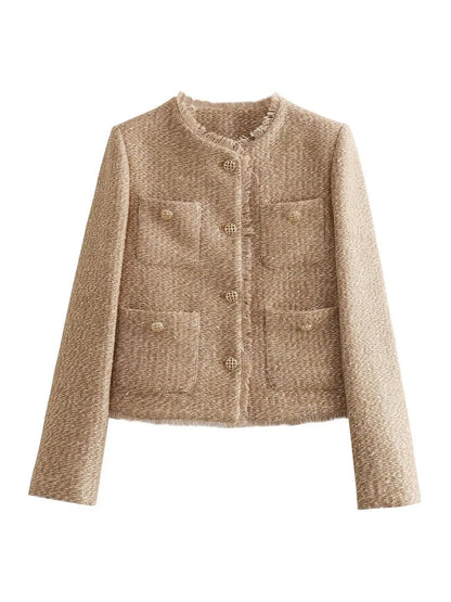 Damen Tweedjacke | Klassisch Elegante Jacke mit Knopfdetails 2