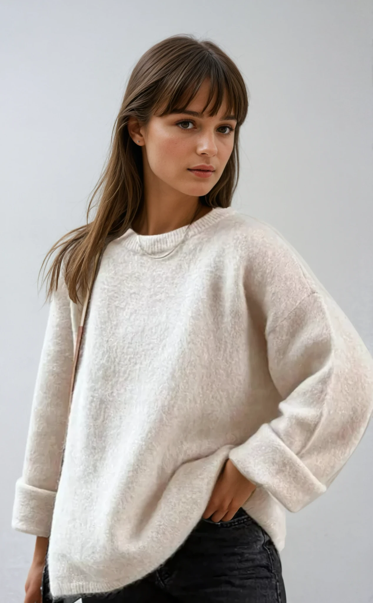 Damen Übergroßer Wollpullover | Bequemer Flauschiger Strickpullover