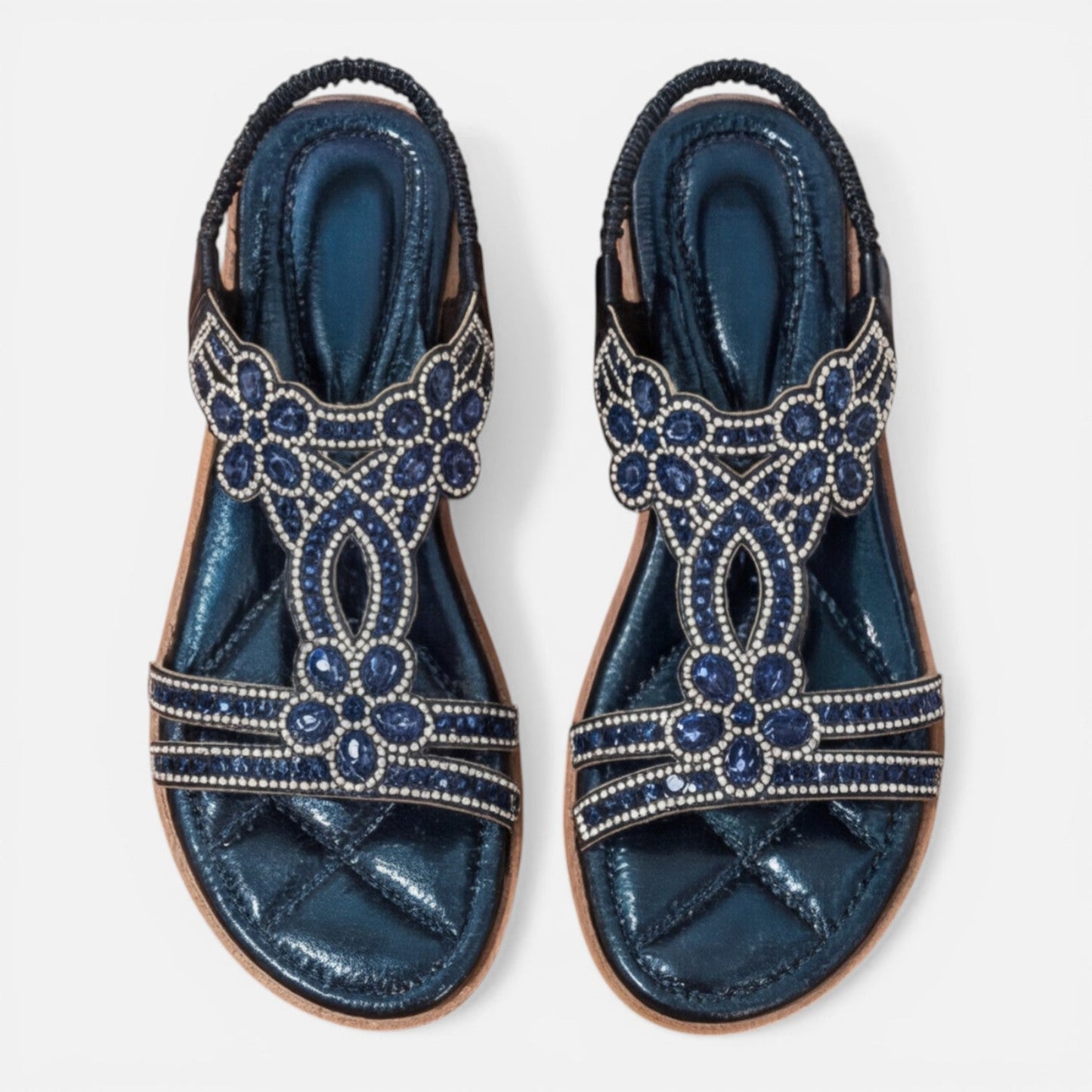 Damen Verzierte Keilsandalen | Komfortable Sommer Schuhe mit Fußgewölbeunterstützung