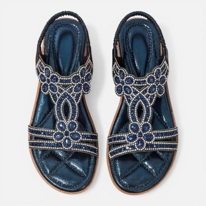 Damen Verzierte Keilsandalen | Komfortable Sommer Schuhe mit Fußgewölbeunterstützung