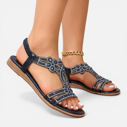 Damen Verzierte Keilsandalen | Komfortable Sommer Schuhe mit Fußgewölbeunterstützung