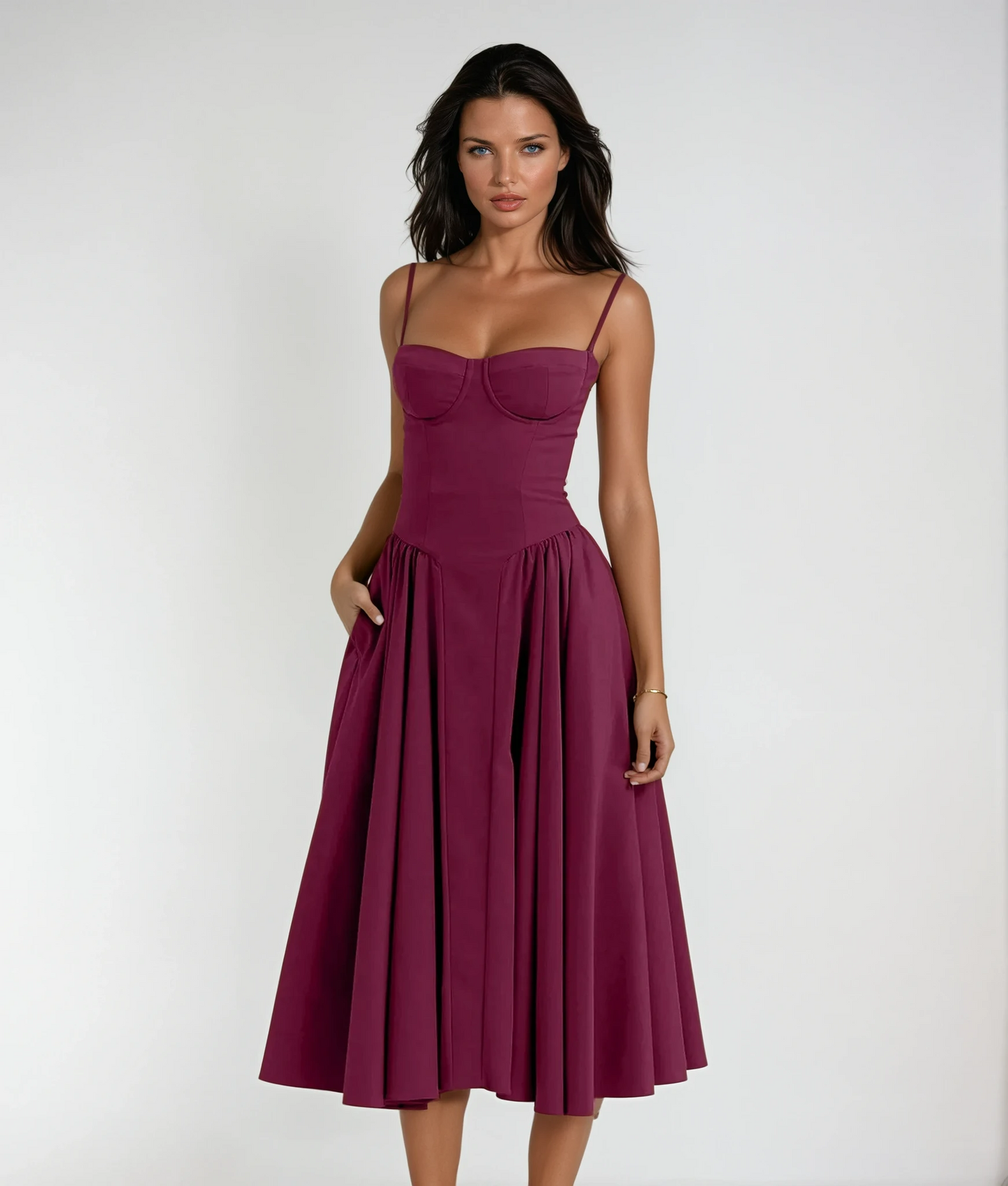 Damen Vintage Geformtes Korsett Cocktailkleid | Elegantes Midi Abendkleid für Hochzeitsgäste