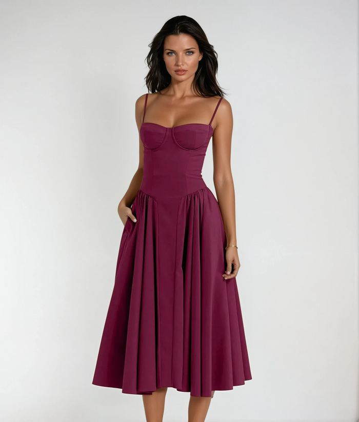 Damen Vintage Geformtes Korsett Cocktailkleid | Elegantes Midi Abendkleid für Hochzeitsgäste