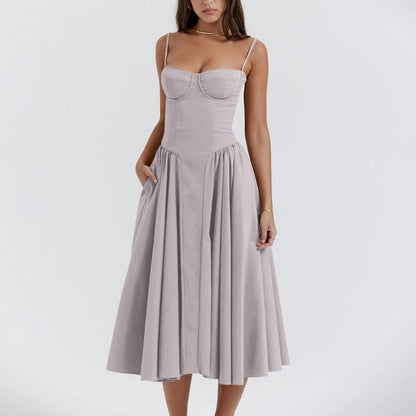 Damen Vintage Geformtes Korsett Cocktailkleid | Elegantes Midi Abendkleid für Hochzeitsgäste
