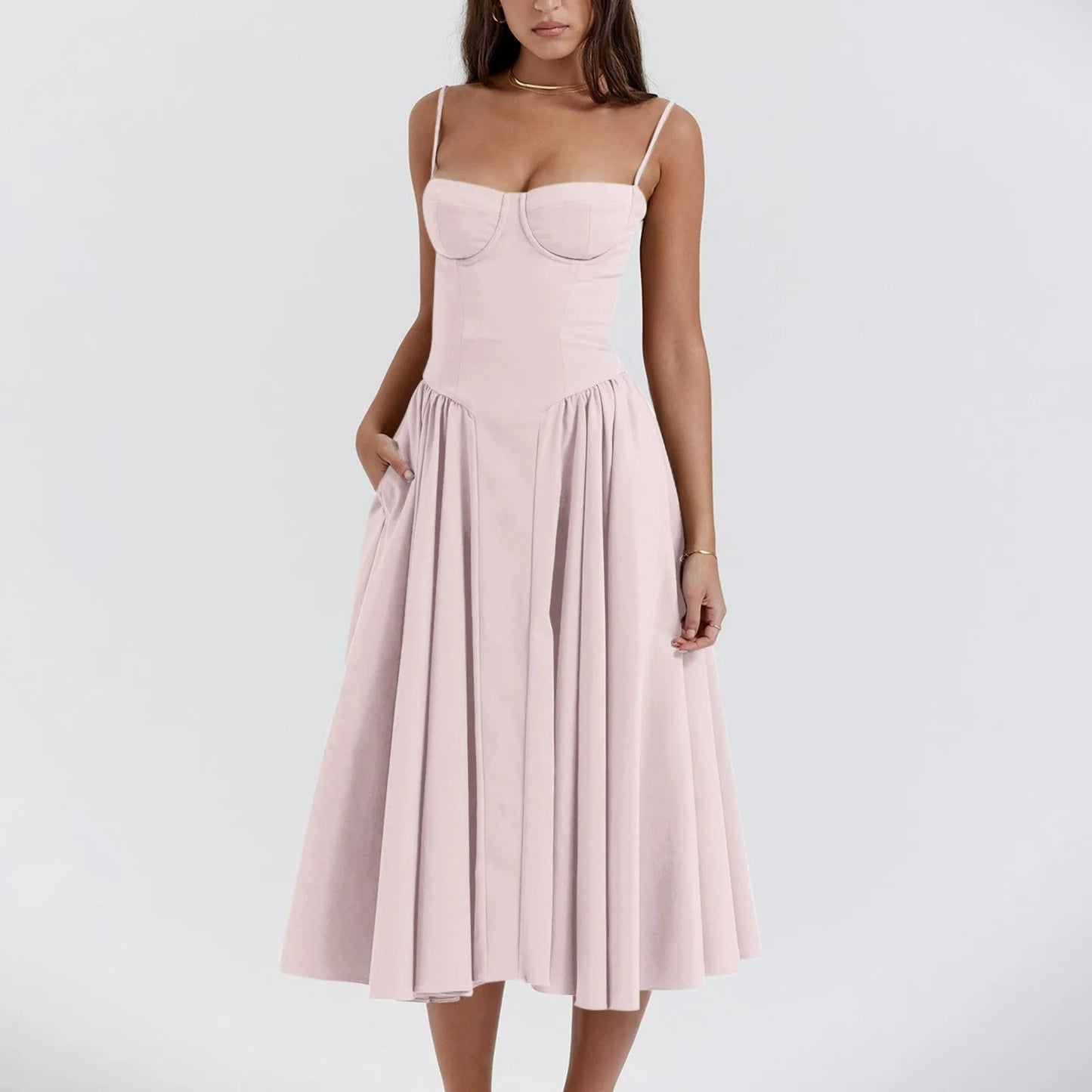 Damen Vintage Geformtes Korsett Cocktailkleid | Elegantes Midi Abendkleid für Hochzeitsgäste