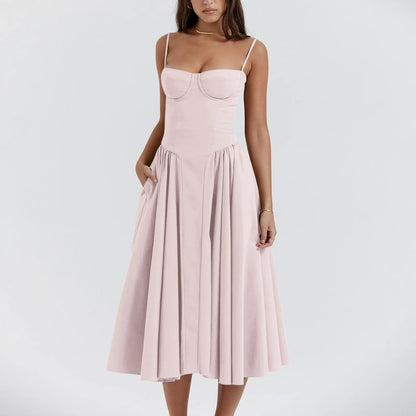 Damen Vintage Geformtes Korsett Cocktailkleid | Elegantes Midi Abendkleid für Hochzeitsgäste