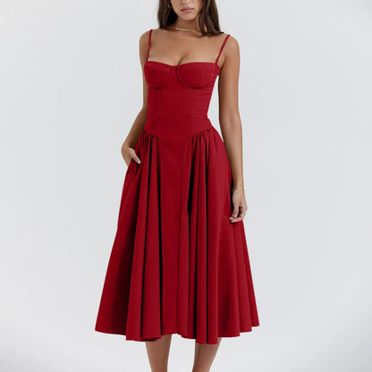 Damen Vintage Geformtes Korsett Cocktailkleid | Elegantes Midi Abendkleid für Hochzeitsgäste