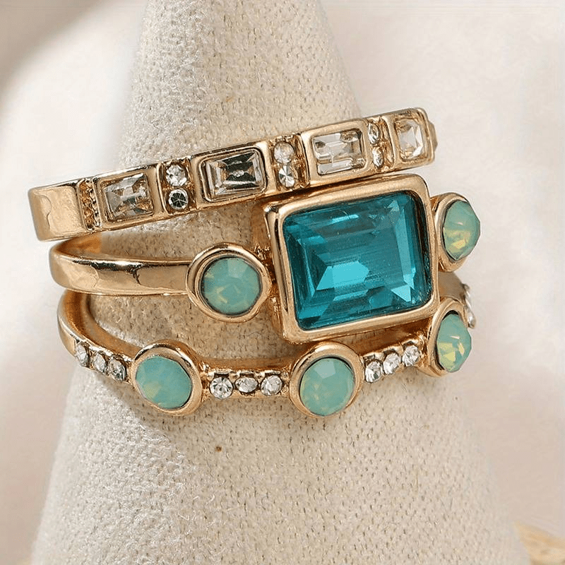 Damen Vintage Kristallring | Elegantes Blaues Schmuckstück für Besondere Anlässe