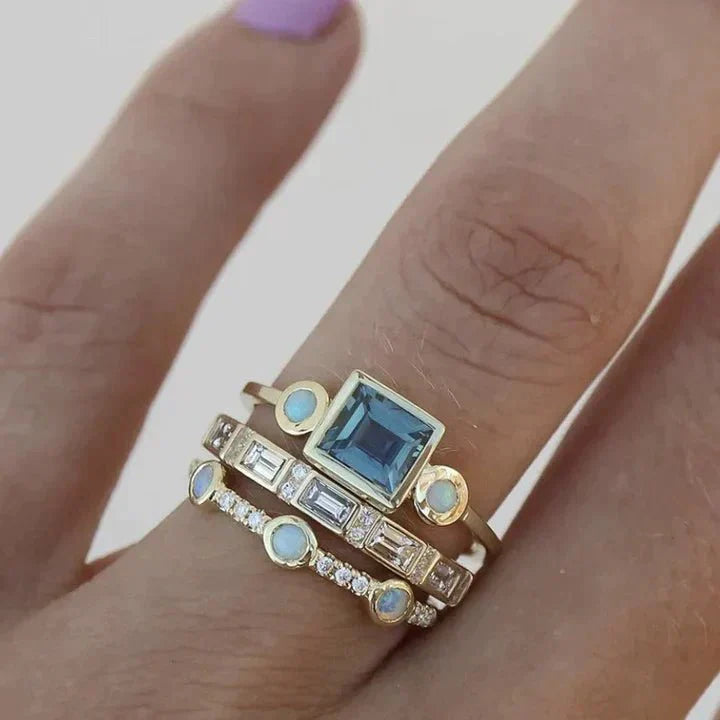 Damen Vintage Kristallring | Elegantes Blaues Schmuckstück für Besondere Anlässe