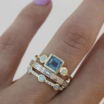 Damen Vintage Kristallring | Elegantes Blaues Schmuckstück für Besondere Anlässe