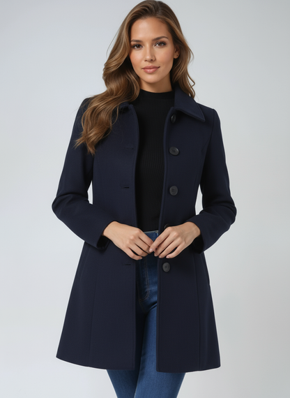 Damen Wollmisch Wintermantel | Eleganter Einreihiger Trenchcoat mit Schmeichelhafter Silhouette