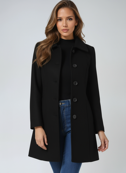 Damen Wollmisch Wintermantel | Eleganter Einreihiger Trenchcoat mit Schmeichelhafter Silhouette