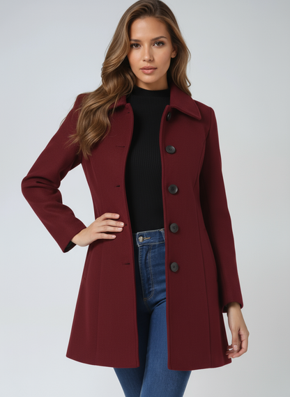 Damen Wollmisch Wintermantel | Eleganter Einreihiger Trenchcoat mit Schmeichelhafter Silhouette