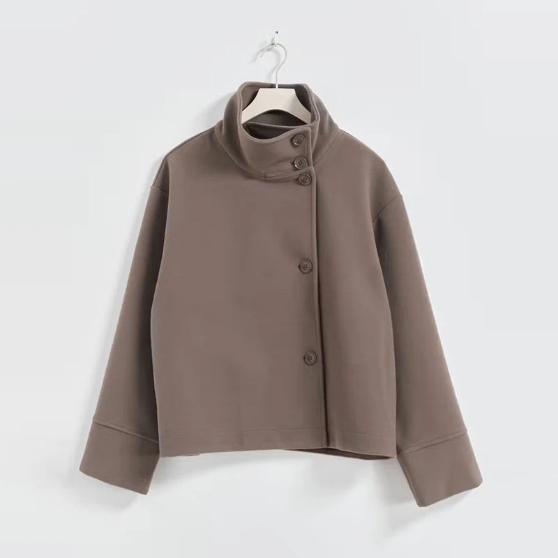 Damen Wollmischung Peacoat | Elegante Minimalistische Jacke