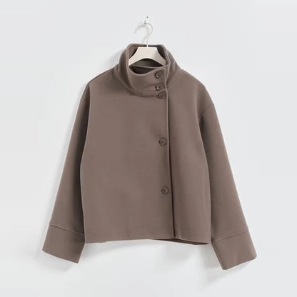 Damen Wollmischung Peacoat | Elegante Minimalistische Jacke