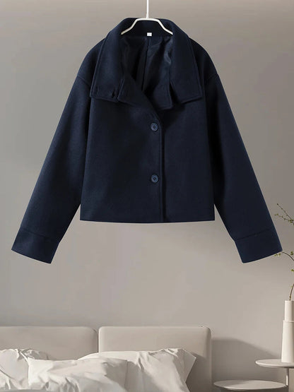 Damen Wollmischung Peacoat | Elegante Minimalistische Jacke