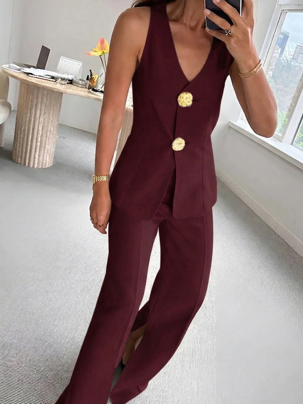 Damen Zweiteiliges Hosen-Set | Elegantes Ärmelloses Outfit 6