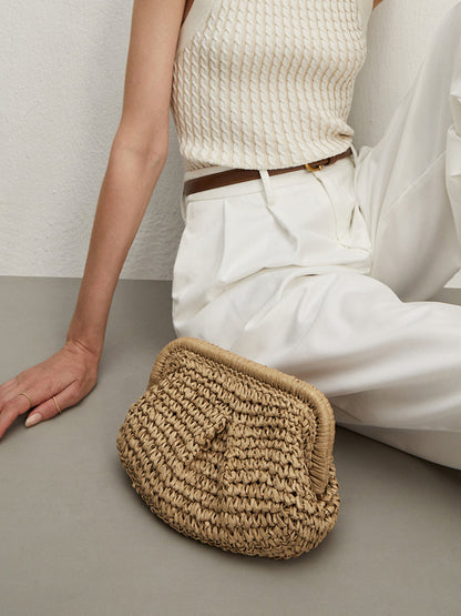 Gewebte Strohtasche | Clutch mit Leichtem Design für Elegante Anlässe
