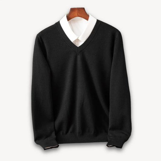 Herren Kaschmir V-Ausschnitt Pullover | Eleganter Figurbetonter Freizeit- und Business-Look 0
