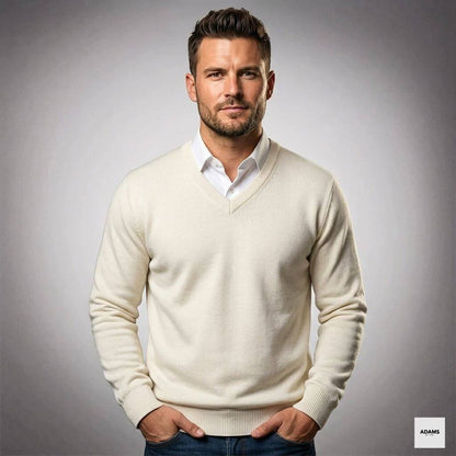 Herren Kaschmir V-Ausschnitt Pullover | Eleganter Figurbetonter Freizeit- und Business-Look 1