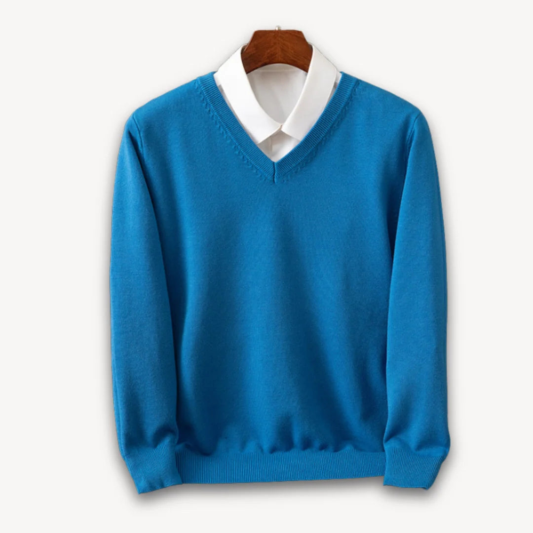 Herren Kaschmir V-Ausschnitt Pullover | Eleganter Figurbetonter Freizeit- und Business-Look 2