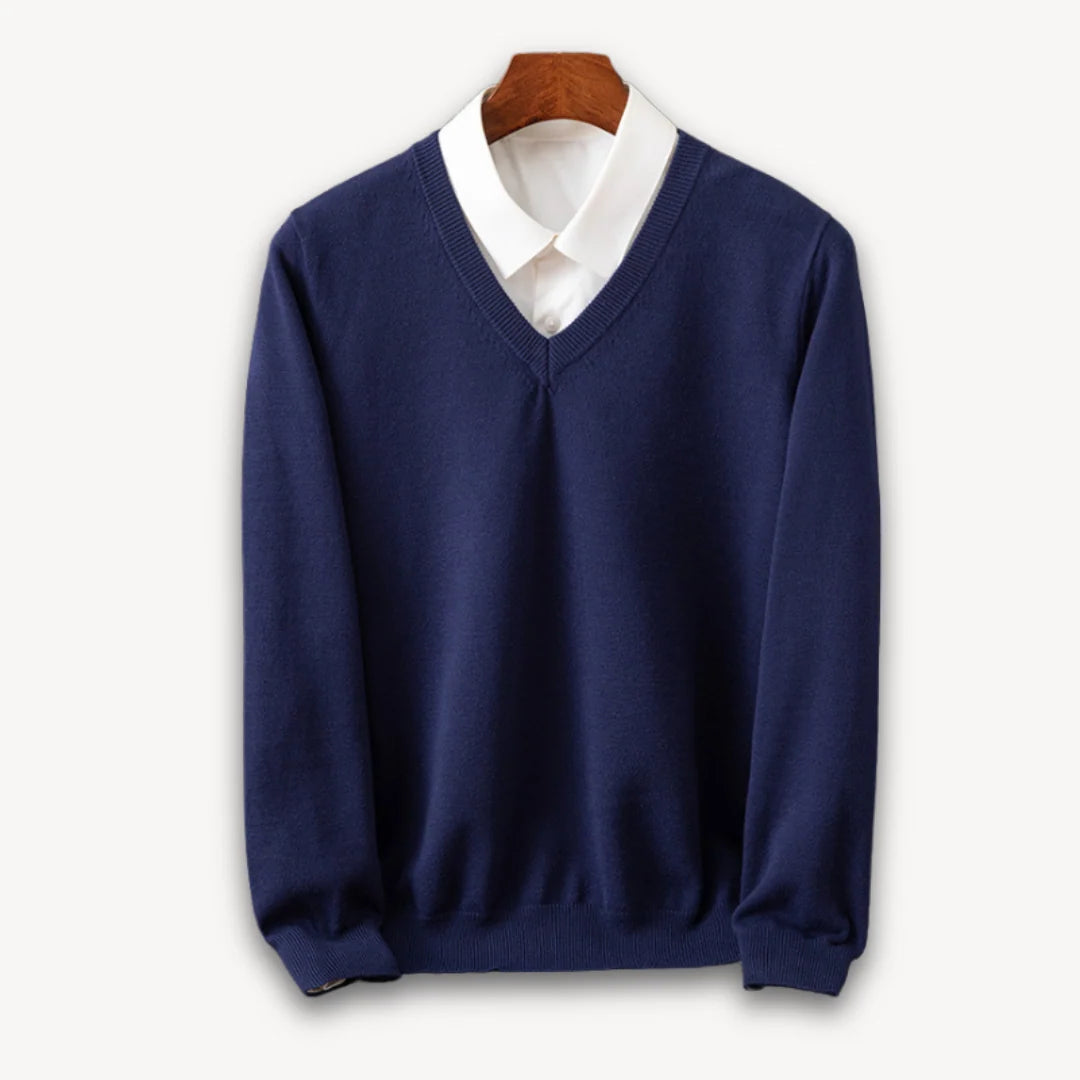 Herren Kaschmir V-Ausschnitt Pullover | Eleganter Figurbetonter Freizeit- und Business-Look 6