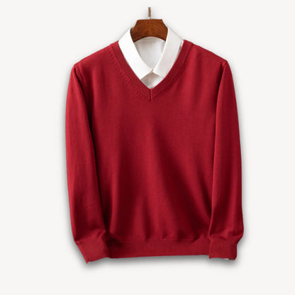 Herren Kaschmir V-Ausschnitt Pullover | Eleganter Figurbetonter Freizeit- und Business-Look 7