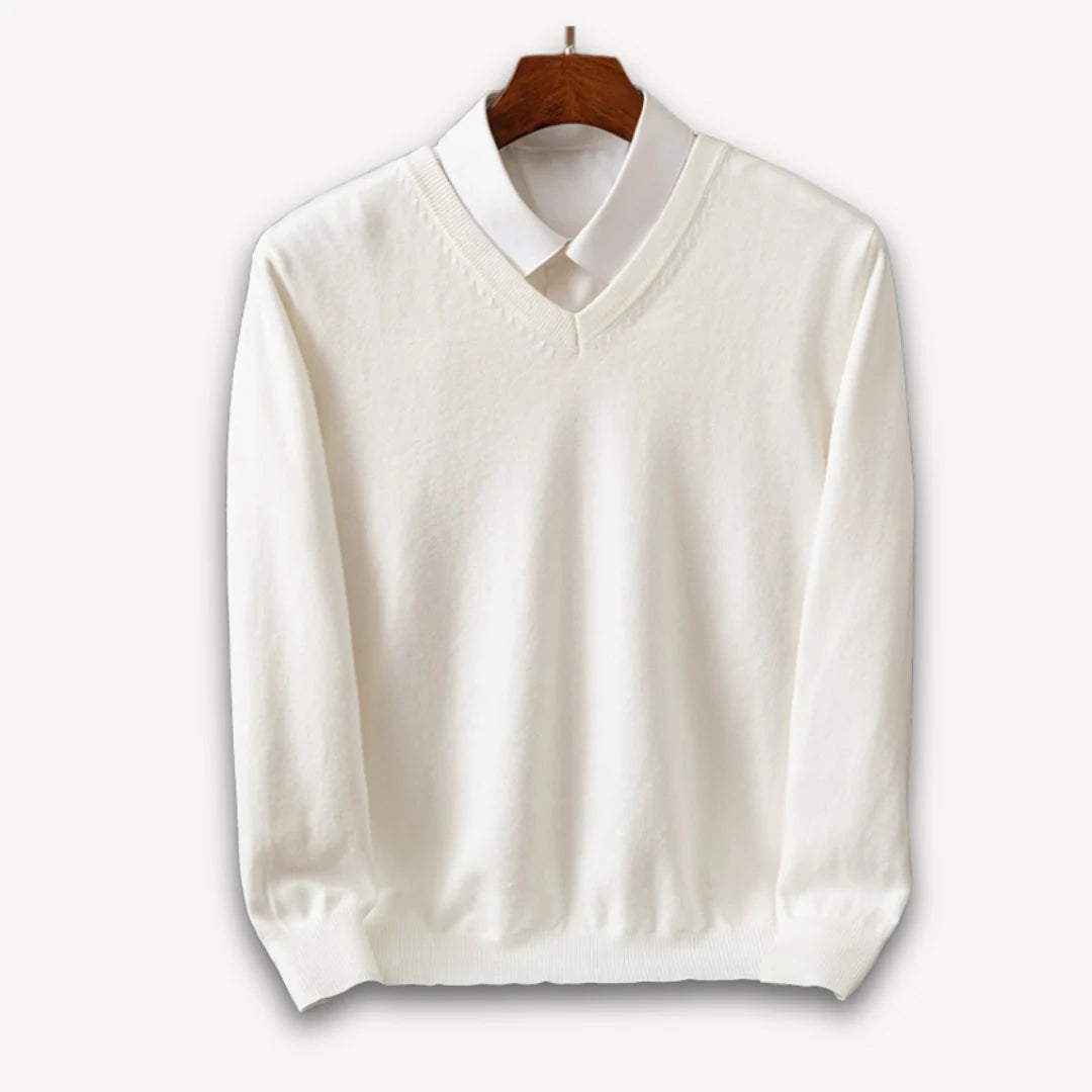 Herren Kaschmir V-Ausschnitt Pullover | Eleganter Figurbetonter Freizeit- und Business-Look 8