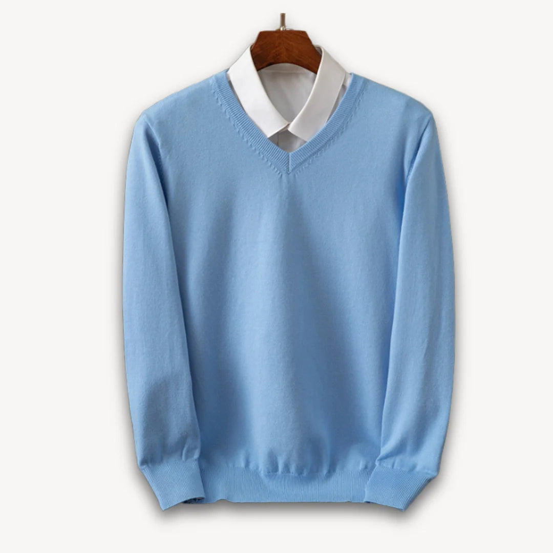 Herren Kaschmir V-Ausschnitt Pullover | Eleganter Figurbetonter Freizeit- und Business-Look 9