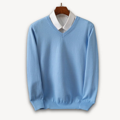 Herren Kaschmir V-Ausschnitt Pullover | Eleganter Figurbetonter Freizeit- und Business-Look 9