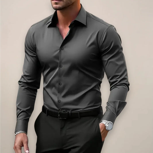 Herren Klassisches Langarmhemd | Elegantes Reverskragen Design 0
