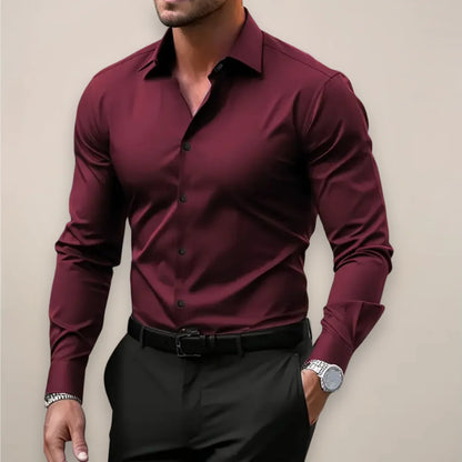 Herren Klassisches Langarmhemd | Elegantes Reverskragen Design 1