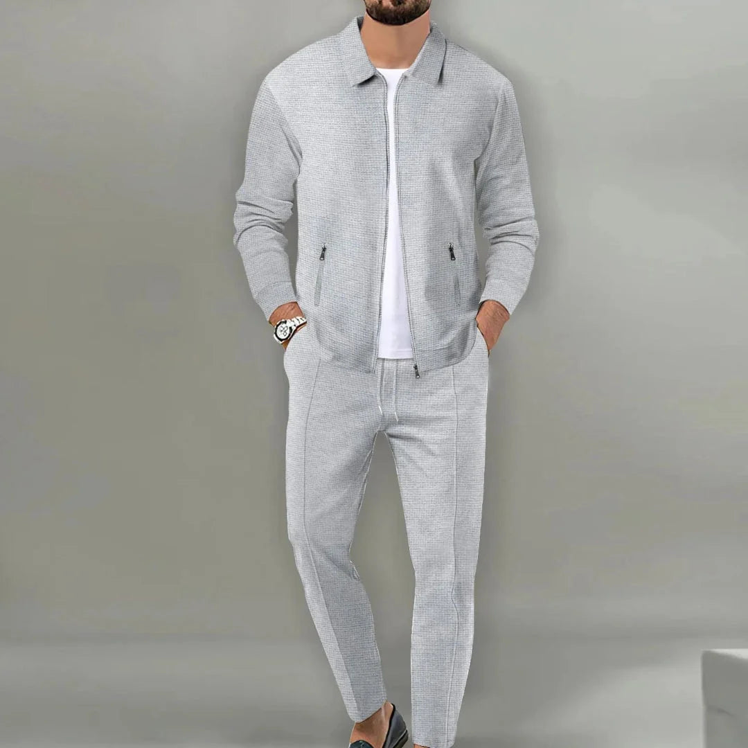 Herren Leichter Trainingsanzug | Stilvolle Zip-Jacke und Schmal Zulaufende Jogginghose | Bequem und Modern 3