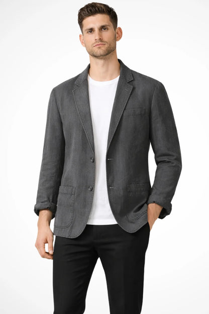 Herren Leinenblazer | Bequeme Mittelgraue Sommerjacke 6