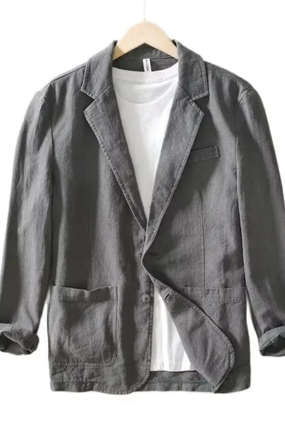 Herren Leinenblazer | Bequeme Mittelgraue Sommerjacke 7