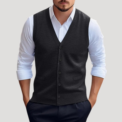 Herren Strickweste | Ärmelloser Pullover mit Knöpfen | Eleganter Layering Look 1