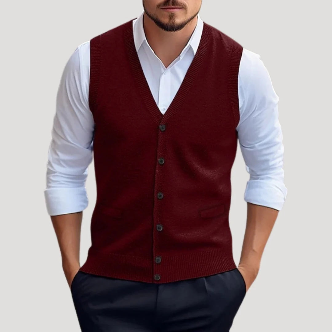 Herren Strickweste | Ärmelloser Pullover mit Knöpfen | Eleganter Layering Look 2