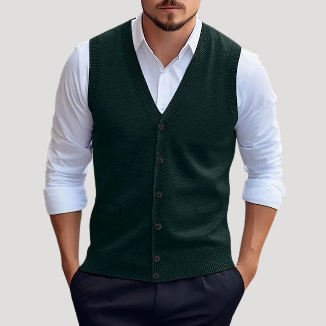 Herren Strickweste | Ärmelloser Pullover mit Knöpfen | Eleganter Layering Look 3