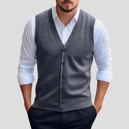 Herren Strickweste | Ärmelloser Pullover mit Knöpfen | Eleganter Layering Look 5