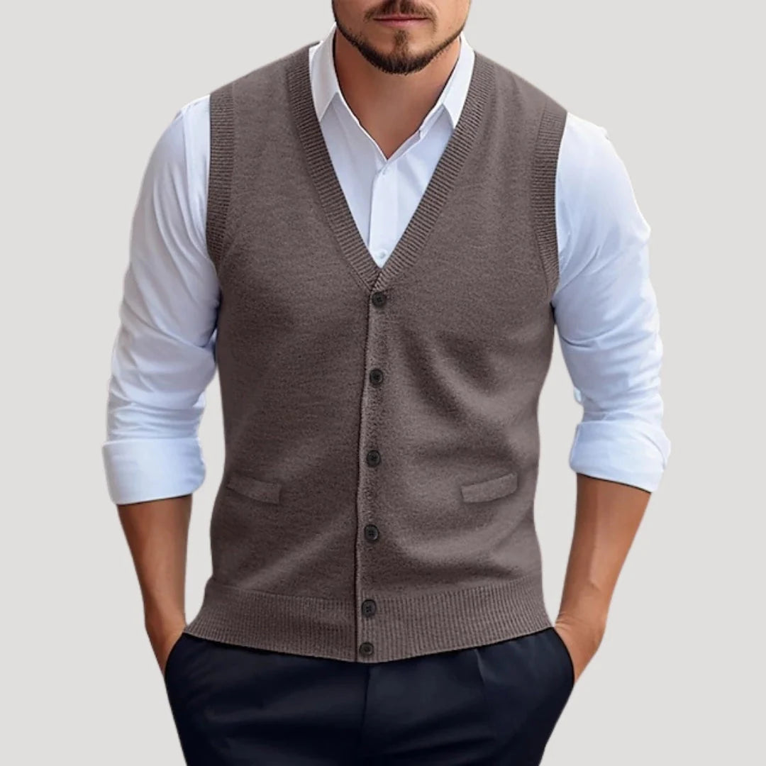 Herren Strickweste | Ärmelloser Pullover mit Knöpfen | Eleganter Layering Look 6