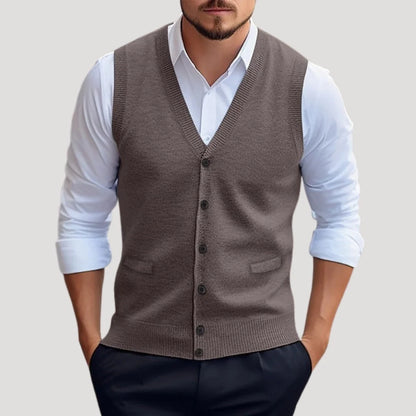 Herren Strickweste | Ärmelloser Pullover mit Knöpfen | Eleganter Layering Look 6