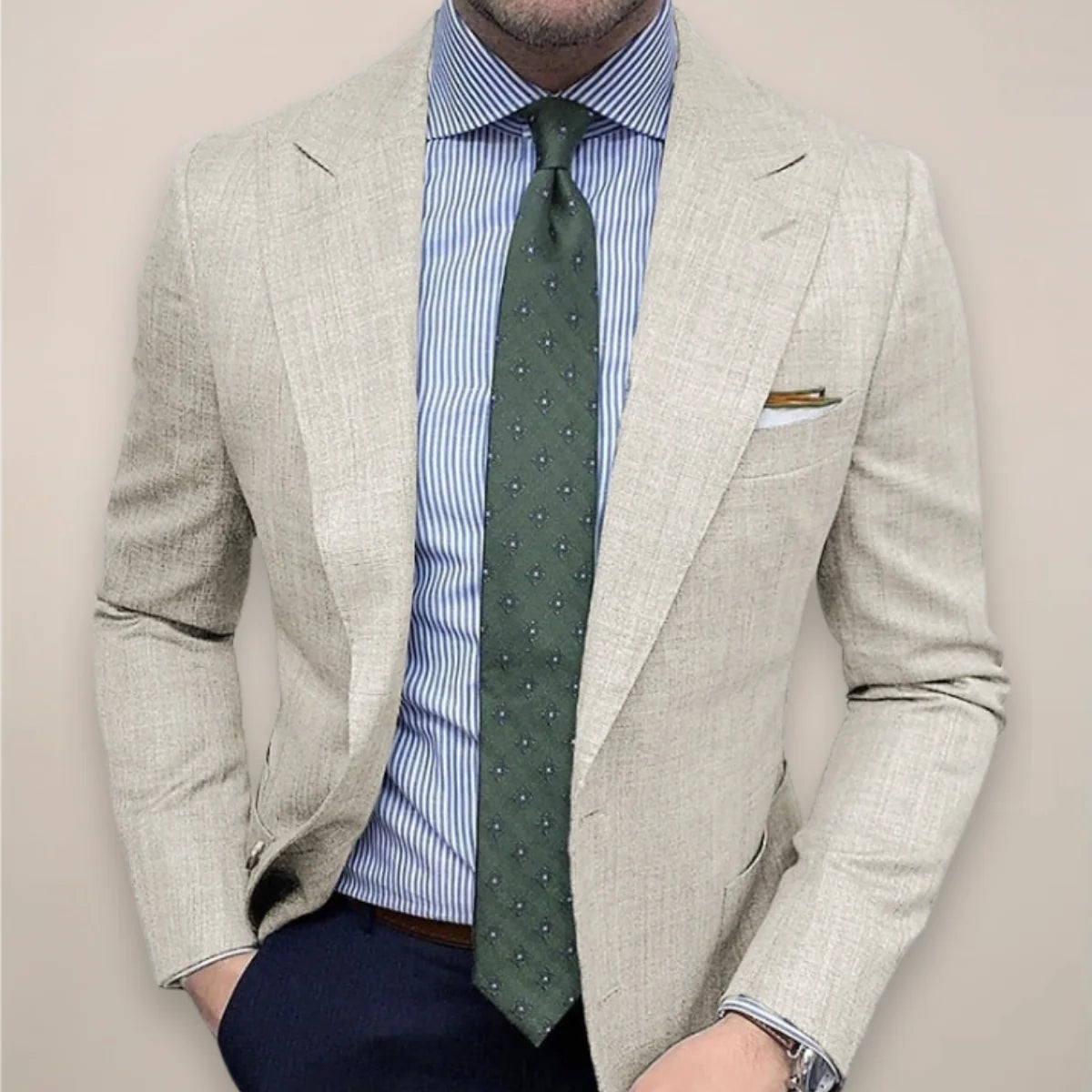 Herren Taillierter Blazer | Eleganter Leichter Anzugjacke für Büro und Abendessen 4