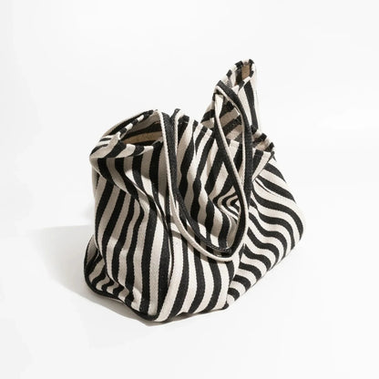 Klassische Canvas-Tote | Gestreifte Einkaufstasche mit Langen Griffen für Komfort und Stil