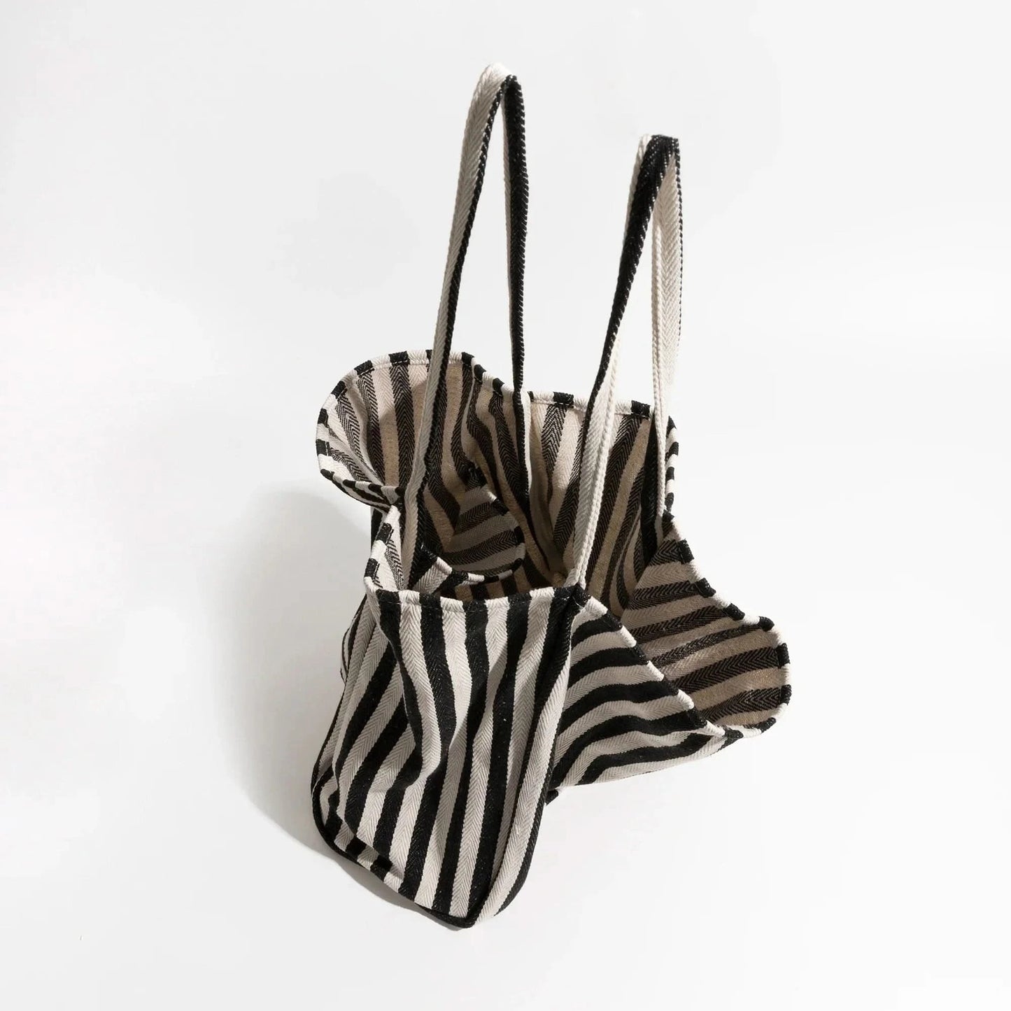 Klassische Canvas-Tote | Gestreifte Einkaufstasche mit Langen Griffen für Komfort und Stil