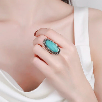Unisex Türkis Edelsteinring | Elegantes Schmuckstück für Besondere Anlässe